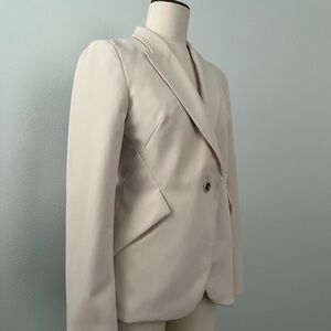 Wilfred Beige Tailored Blazer with Lace-up Back and Unique Sketchbook Lining